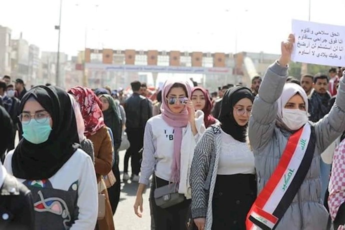 راهپیمایی دانشجویان بصره به طرف میدان تجمع -۲۲بهمن۹۸