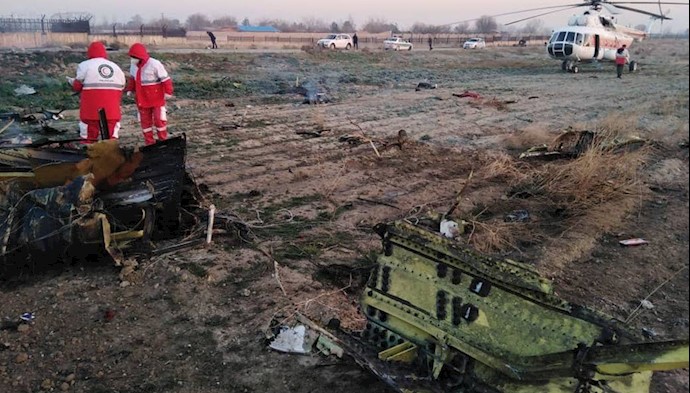 بقایای  هواپیمای اوکراینی که  توسط موشکهای سپاه پاسداران سرنگون شد
