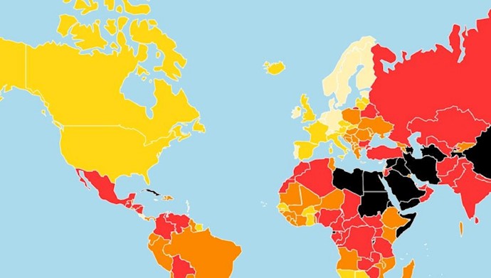نقشه جهانی آزادی رسانه‌ها - گزارشگران بدون مرز -۲۰۲۰