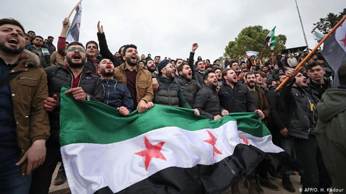  تظاهرات سالگرد اعتراضات در سوریه، ادلب، مارس ۲۰۲۰ - عکس از آرشیو