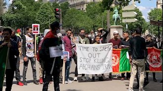 تظاهرات مهاجران افغان در مقابل سفارت رژیم ایران در پاریس