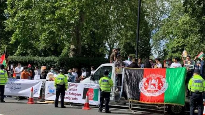 تظاهرات افغانیهای مقیم لندن علیه رژیم ایران