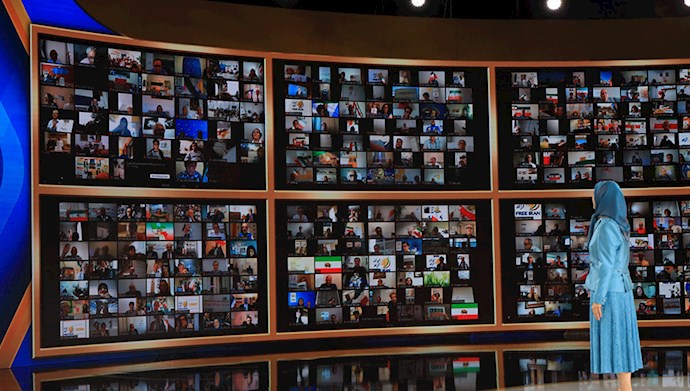 تصویری از ارتباط زنده ۳۰هزار نقطه از سراسر جهان با اشرف۳ و رئیس‌جمهور برگزیده مقاومت ایران مریم رجوی