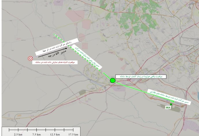 -نقطه شلیک موشک به هواپیما.