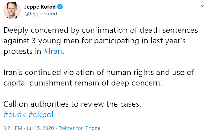 توئیت وزیر خارجه دانمارک