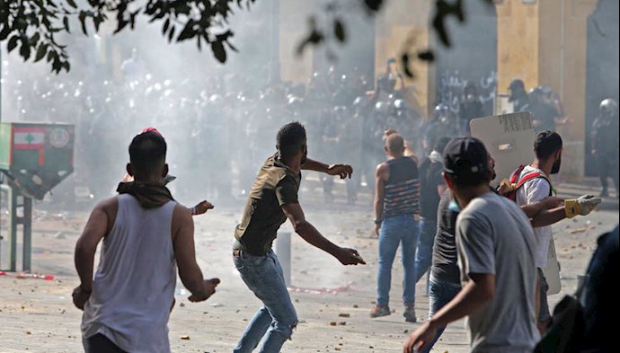 تظاهرات و درگیری مردم و جوانان در بیروت 