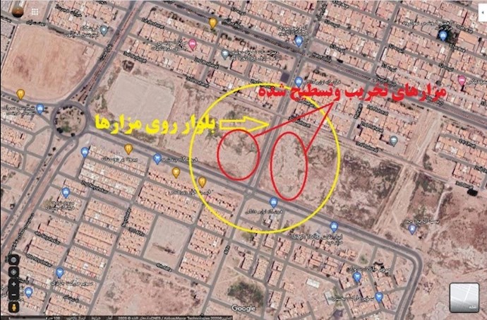 -اهواز- عکس هوایی منطقه پاداشهر- محل تخریب گورهای دسته‌جمعی شهدای مجاهد خلق