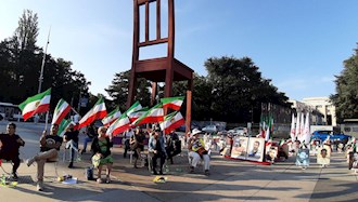 تظاهرات  یاران اشرف نشان و شورشگر در حمایت از مقاومت ایران در  میدان ناسیون ژنو