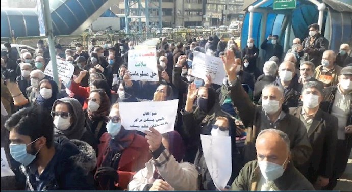 تهران - تجمع اعتراضی بازنشستگان - ۷ بهمن ۱۳۹۹