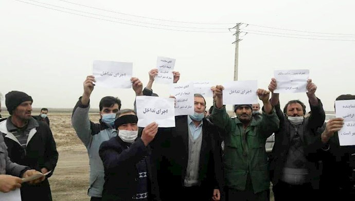 تجمع اعتراضی کشاورزان مبارک شهر ملکان