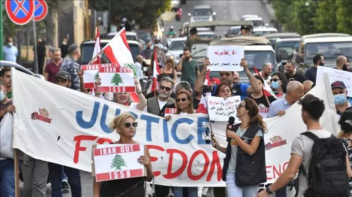 تظاهرات مردم لبنان در اعتراض به سفر امیرعبداللهیان وزیر خارجه رژیم به بیروت