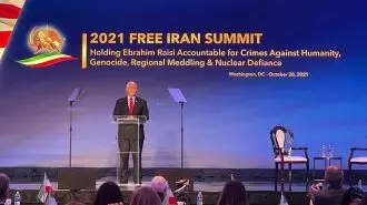مایک پنس معاون رئیس جمهور آمریکا تا ژانویه ۲۰۲۱ در کنفرانس ایران ازاد - ۲۰۲۱