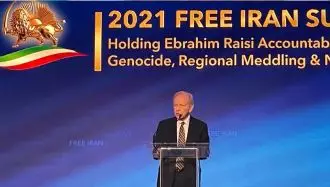 سناتور جوزف لیبرمن - اجلاس ایران آزاد ۲۰۲۱ - حسابرسی از ابراهیم رئیسی برای جنایت علیه بشریت و نسل‌کشی 