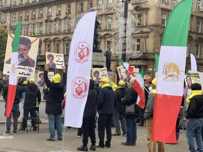 تظاهرات ایرانیان هوادار مجاهدین در اعتراض به جنایات رژیم و فراخوان به محاکمه رئیسی، همزمان با کنفرانس آب و هوا در گلاسکو - 0
