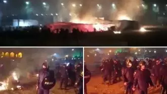 حمله وحشیانه مزدوران نیروی انتظامی به کشاورزان اصفهان و به آتش کشیدن چادرهای آنها