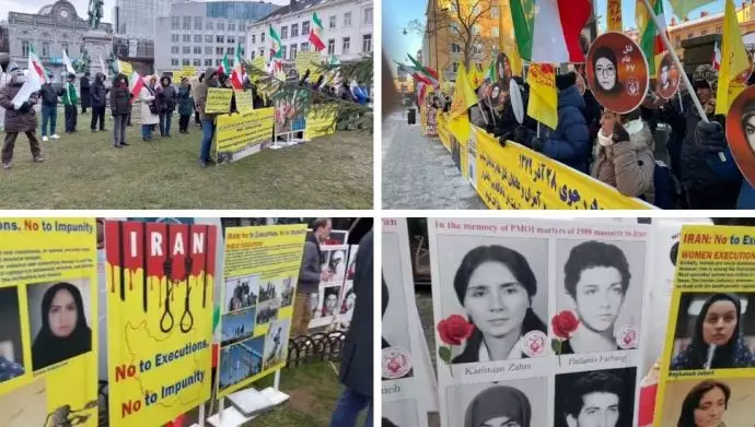 تجمع ایرانیان آزاده و حامیان مقاومت مقابل پارلمان اروپا در بروکسل،