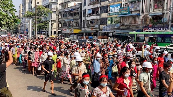 تظاهرات در یانگون، بزرگترین شهر میانمار
