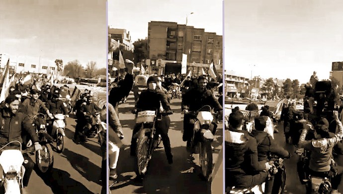 مراسم مبتذل سواره با خودرو و موتور توسط لباس شخصیهای رژیم در ۲۲بهمن