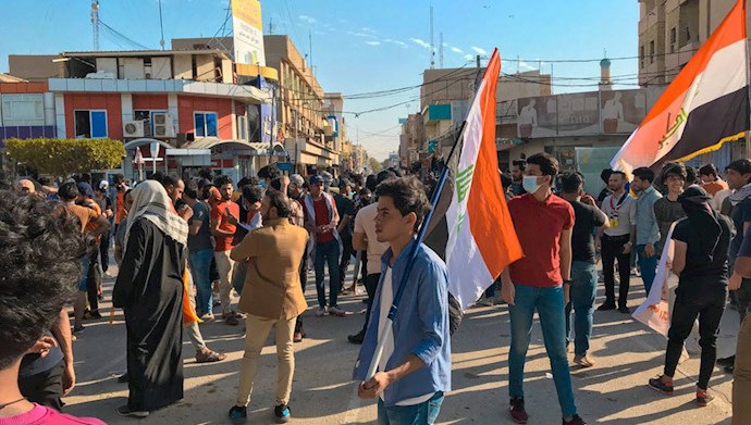 تظاهرات قیام کنندگان عراقی در استان المثنی عراق