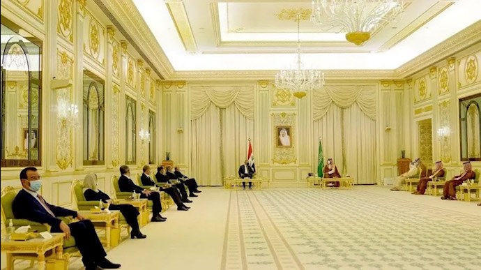 نشست میان محمد بن سلمان ولیعهد عربستان سعودی و مصطفی الکاظمی نخست‌وزیر عراق