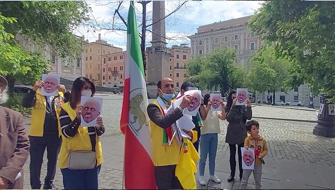 تظاهرات علیه حضور ظریف وزیر خارجه رژیم تروریستی آخوندی در ایتالیا 