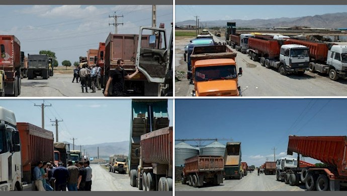 تجمع اعتراضی رانندگان کامیونهای کمپرسی در اراک