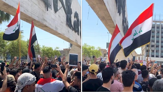 تظاهرات قیام کنندگان عراقی در بغداد