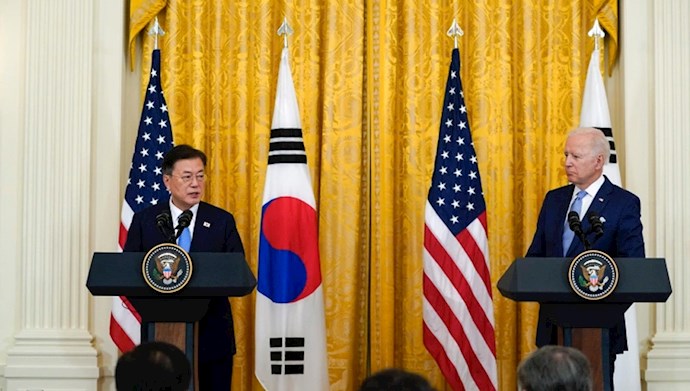 کنفرانس مطبوعاتی رئیس جمهور آمریکا و کره جنوبی 