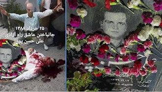 مراسم سالگرد شهادت شهید قیام ۸۸ علی حسن‌پور بر سر مزارش