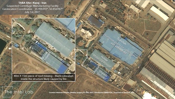 تصویری از موسسه اینتل لب و خسارات وارده به ساختمان انرژی اتمی رژیم در کرج