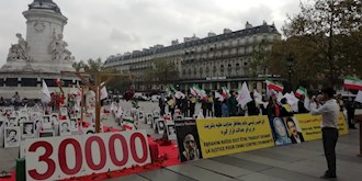 پاریس-تظاهرات جهانی ایرانیان آزاده، همزمان با سخنرانی آنلاین رئیسی، جلاد۶۷ در مجمع عمومی ملل متحد در کشورهای اروپایی و آمریکا