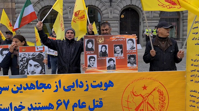 تظاهرات ایرانیان آزاده و هواداران سازمان مجاهدین در برابر پارلمان سوئد