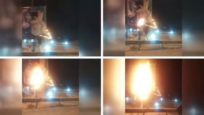 رویترز: معترضان ایرانی بیلبورد خامنه‌ای را به آتش کشیدند
