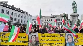 تظاهرات ایرانیان آزاده و یاران شورشگر مقابل پارلمان اروپا در بروکسل