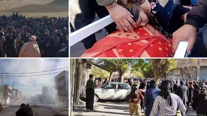 پیرانشهر - به رگبار بستن مردم توسط پاسداران بعد از خاکسپاری شهیدان