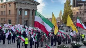 آکسیون ایرانیان آزاده و هواداران سازمان مجاهدین در حمایت از قیام سراسری و همبستگی با زندانیان سیاسی