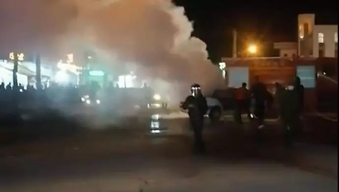 یاسوج - به آتش کشیدن خودروی آخوند حکومتی -۱۶آذر