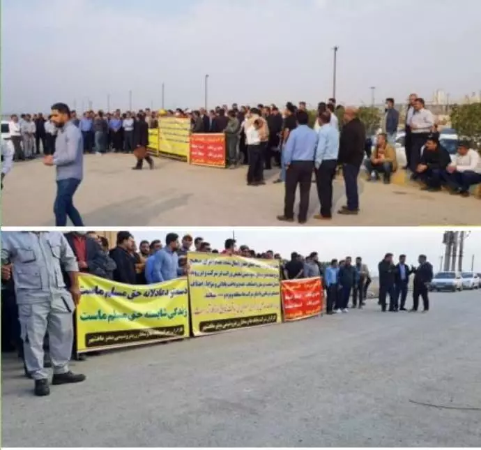 -بندر ماهشهر - دومین روز اعتصاب کارکنان شرکت پایانه‌ها و مخازن پتروشیمی بندر ماهشهر - ۱۴آذر