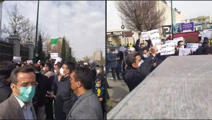 تجمع اعتراضی کارگران شرکتهای دولتی مقابل مجلس ارتجاع