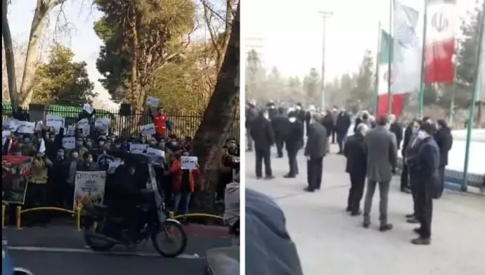 تجمع اعتراضی کارکنان رسمی مخابرات آذربایجان شرقی و آتش‌نشانان مقابل شهرداری تهران