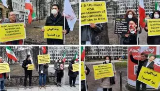اعتراض ایرانیان آزاده به حضور وزیر خارجه آخوندها در مونیخ