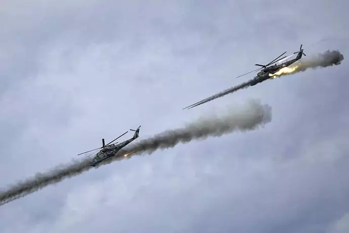 حمله هوایی هلیکوپترهای روسیه در اوکراین