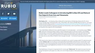 سایت سناتور مارکو روبیو - ارائه لایحه ممنوعیت واردات نفت و گاز طبیعی از ایران و ونزوئلا