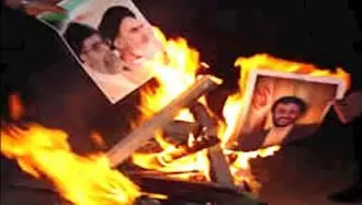 آتش زدن عکسهای خمینی و خامنه‌ای