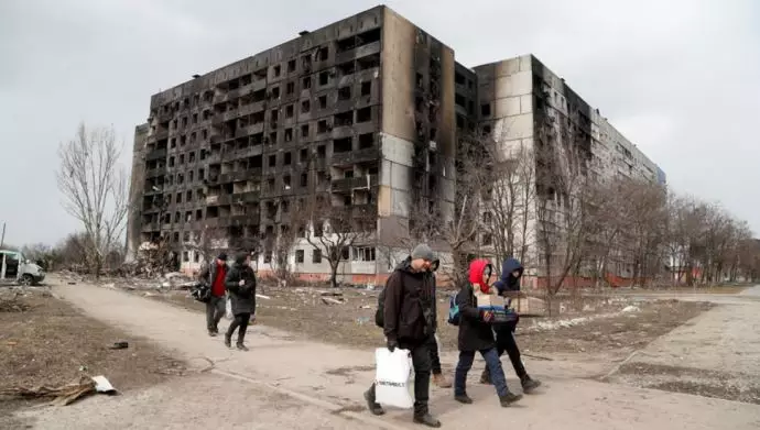 تصویری از بمباران ماریوپل در اوکراین