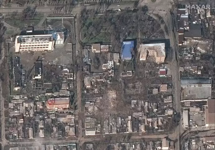 تصویر هوایی از تخریب ساختمانهای ماریوپل