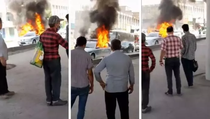 به آتش کشیده شدن ماشین پاسگاه خواجه ربیع توسط جوانان دلیر مشهد