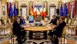 دیدار رهبران فرانسه، آلمان، ایتالیا و رومانی با زلنسکی در اوکراین