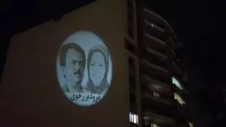 اصفهان - تصویرنگاری از رهبری مقاومت با شعار درود بر رجوی در بزرگراه حبیب‌اللهی