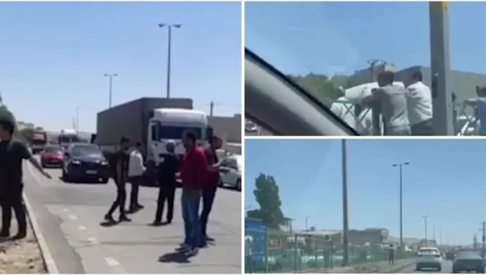 مسدود شدن جاده ترانزیتی تهران-تبریز توسط مردم